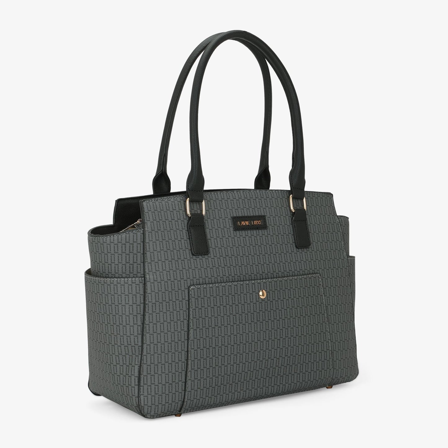 Lavie Luxe Women's Mono Kelly Monogram Print Tote Laptop Handbag for Women | Fits Upto 15 Inch Laptop | Tote Laptop Bag for Work | Ladies purse | Stylish Shoulder Bag | Gift For Women