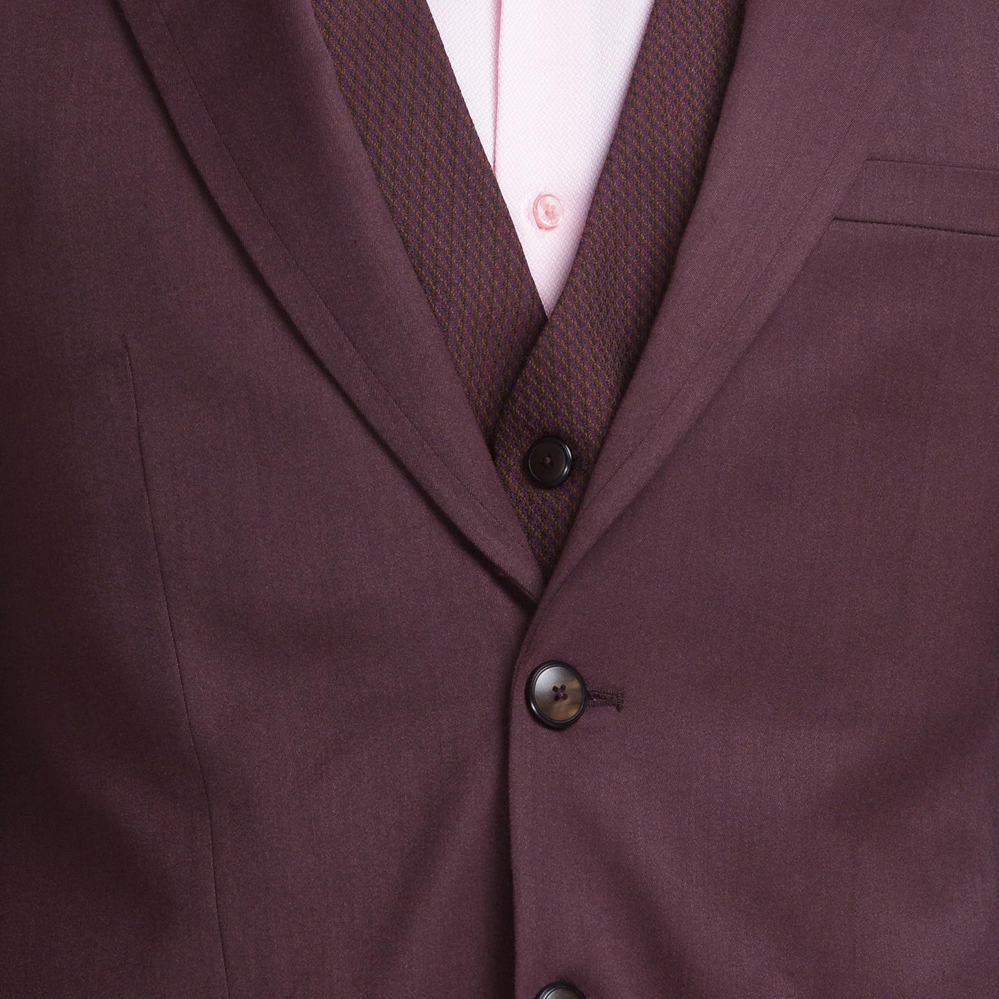 Raymond Men Contemporary Fit Solid Pattern Poly Wool Blend Peak Lapel Flat Front Formal Suit (Size: 104)-RIDH00662-O7 Dark Brown