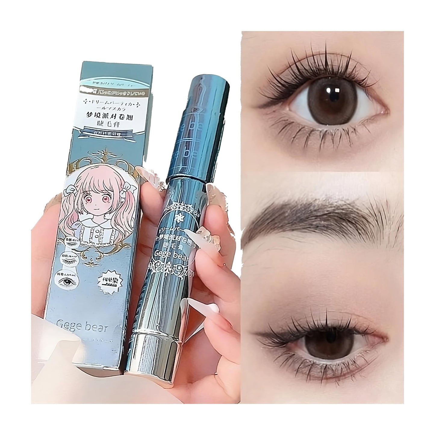 Gege Bear Fiber Curly Mascara: Waterproof, Smudge-Proof Perfection for Women Seeking All-Day Volume, Curl, and Definition – A Must-Have Mascara for Effortlessly Beautiful Eye Makeup (Black, Pack of 1)