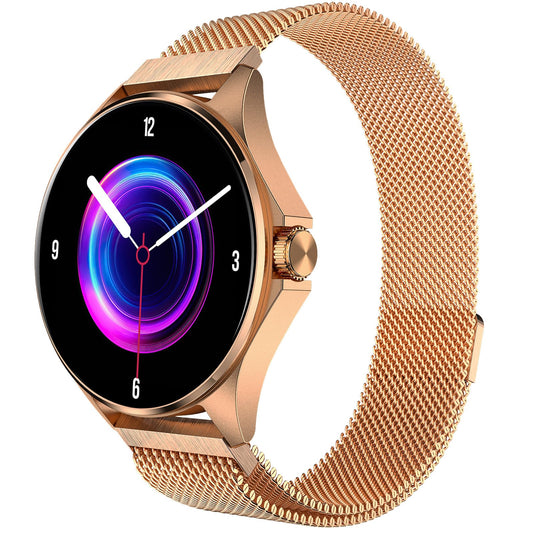 beatXP Nuke 1.32” Super AMOLED Display Bluetooth Calling Smart Watch, 466 * 466px, Metal Body, 500 Nits, 60Hz Refresh Rate, 100+ Sports Modes, 24/7 Health Tracking, IP67 (Gold with Metal Magnetic)