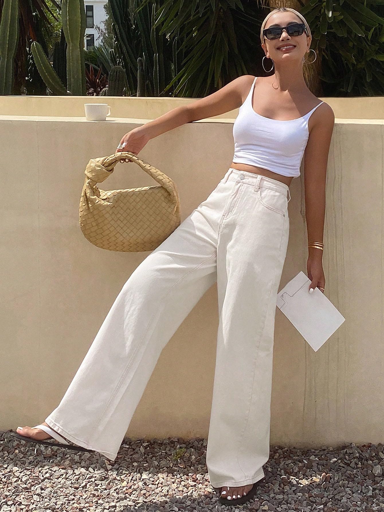 TOPLOT Jeans for Women || Women High Rise || Wide Leg Pants || Straight fit Jeans for Woman (Straight-Jeans-5204-Off White-28)