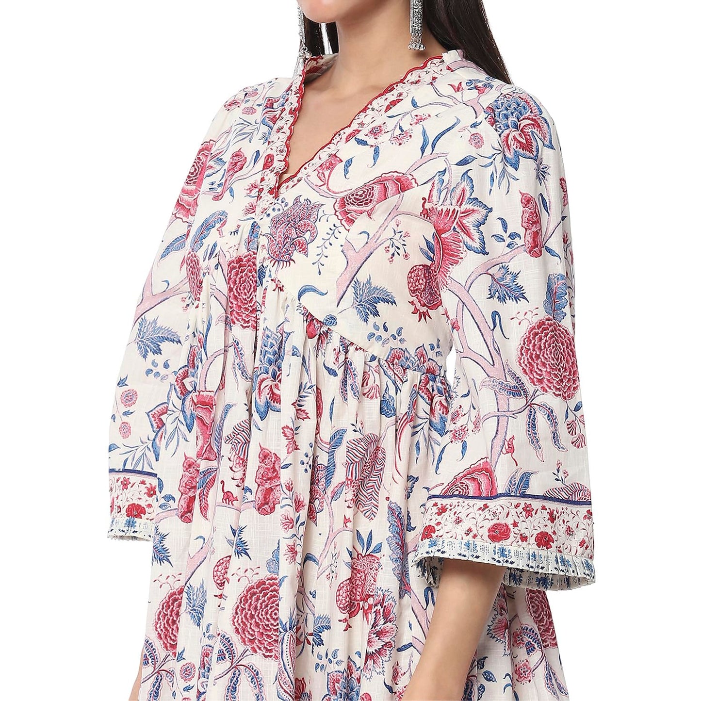 Biba Women's Pure Cotton Kurta Set (SKDCHZ10835SS25OWHT_Off White