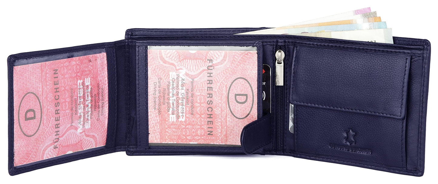 WildHorn Rakhi Gift Set for Brother - Premium Men's Combo | Gift Set of Leather Wallet & Belt & Rakhi with an Unique Slider Gift Box for Brother (Blue PDM)