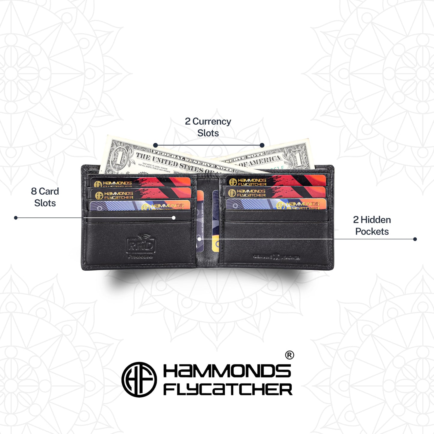 HAMMONDS FLYCATCHER Premium Diwali Gift for Men - Leather Wallet for Men with Keyring Combo - Men's Wallet with 8 Card Slots - Birthday Special & Unique Festival Gift Ideas for Husband, Boyfriend