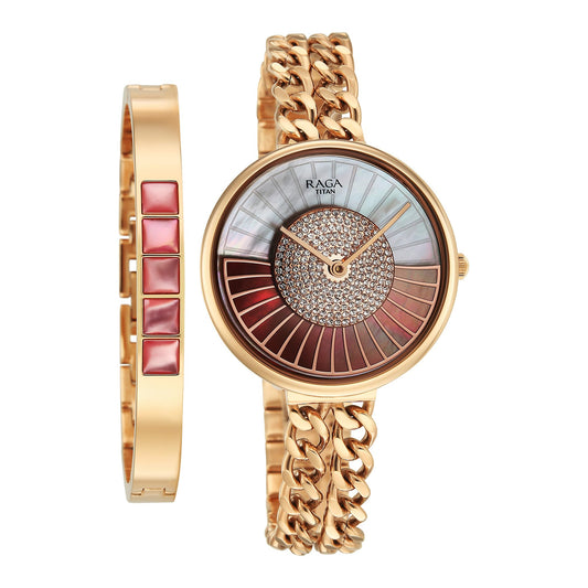 Titan Raga Glimmers Quartz White Round Dial Women's Watch | Water Resistant Watch | Watches for Women Analog - 95342WM01F