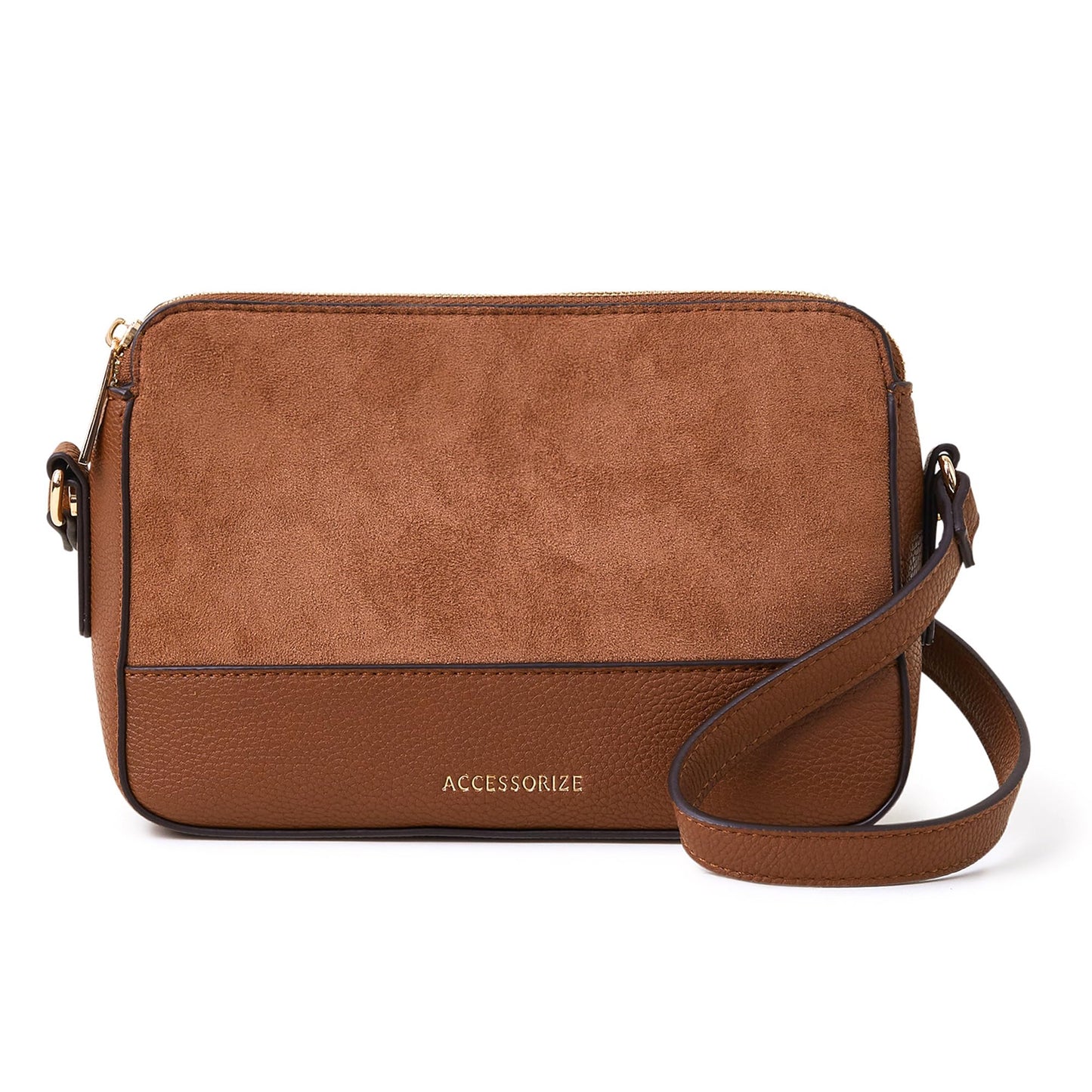 Accessorize London Women's Tan Suedette Classic Cross-Body Bag