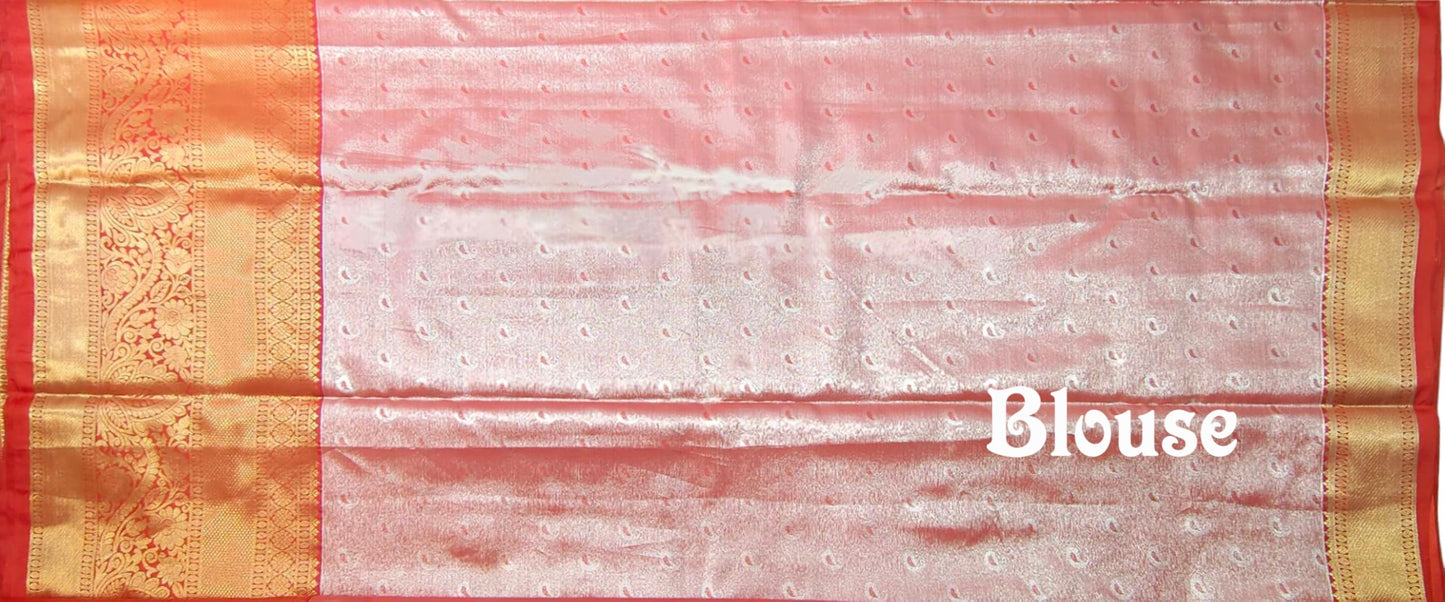VFCollections Women's Kanchipuram Silk Pure Bridal Pattu Sarees With Blouse (VFC529-1)