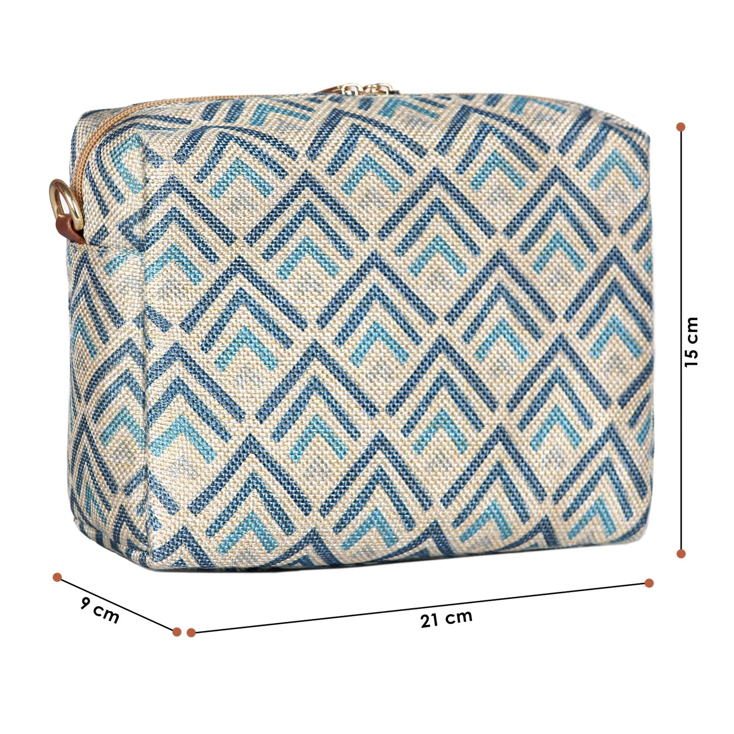 The Clownfish Isla Printed Handicraft Fabric Crossbody Sling Bag for Women Casual Party Bag Purse with Adjustable Shoulder Strap and Printed Design for Ladies College Girls (White with Grey Stripes)
