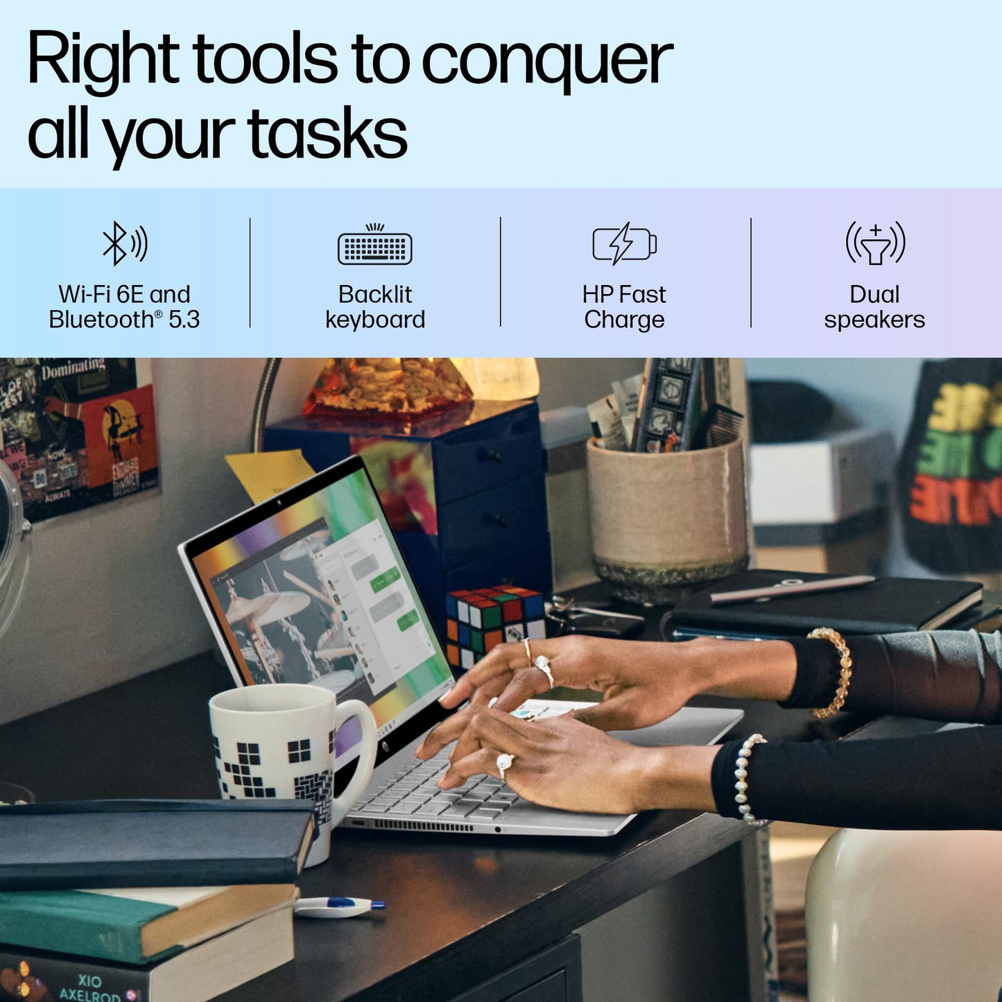 HP Pavilion x360, 13th Gen Intel Core i5-1335U Laptop (16GB DDR4, 512GB SSD) Touchscreen, 14"/35.6cm, FHD, Win 11, Office 21, Silver, 1.51kg, Iris Xe, FPR, 5MP Camera, Backlit KB, Pen, ek1074TU