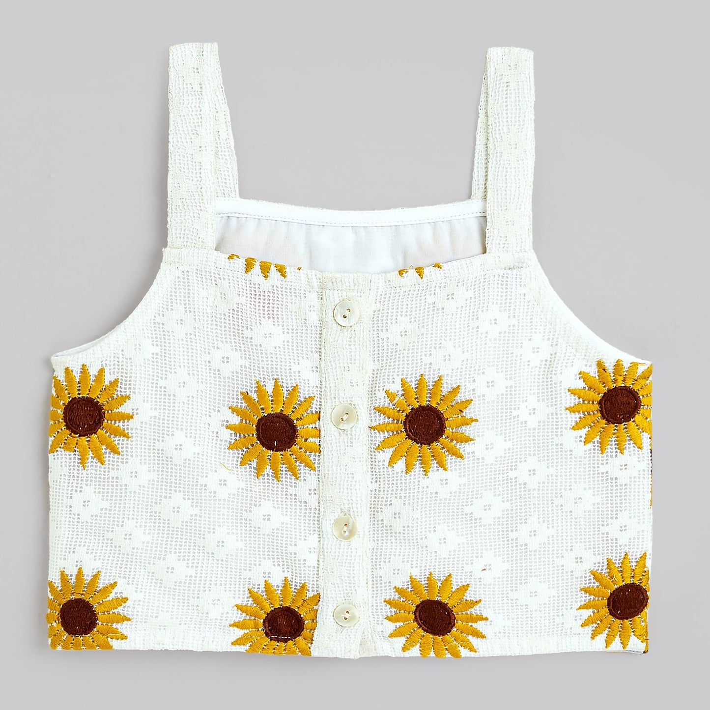 Hoscotch Girls Floral White Sleeveless Skirt Set For Ages (6-7 Years)