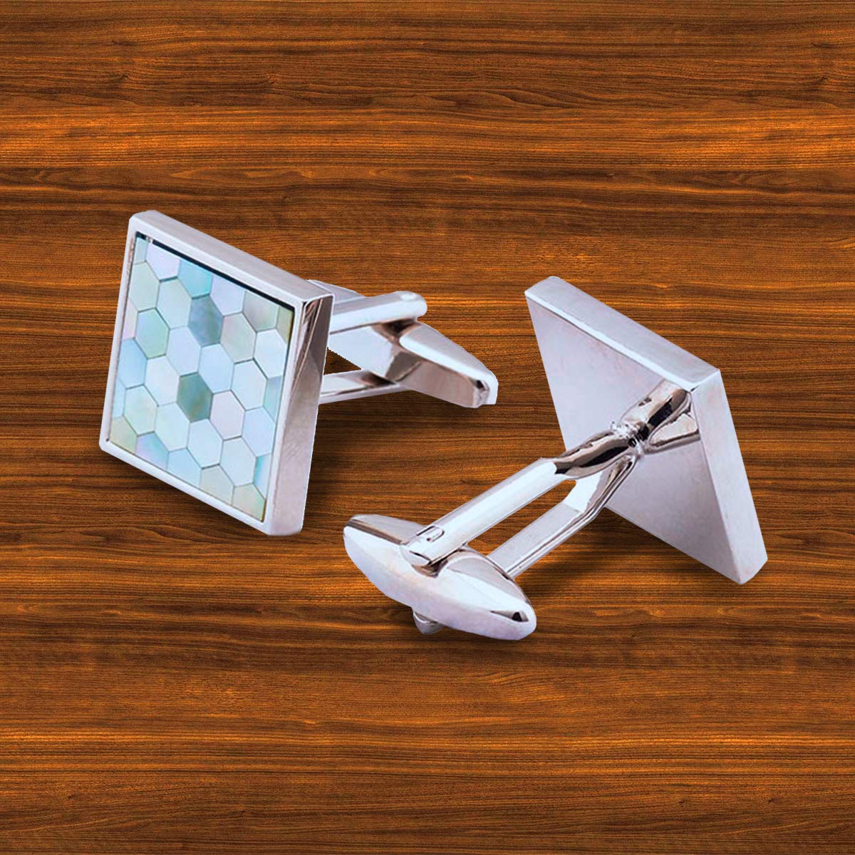 Zivom® Enamel Sky Blue Brass Office Formal Shirt Blazer Cufflinks Pair Men Gift Box