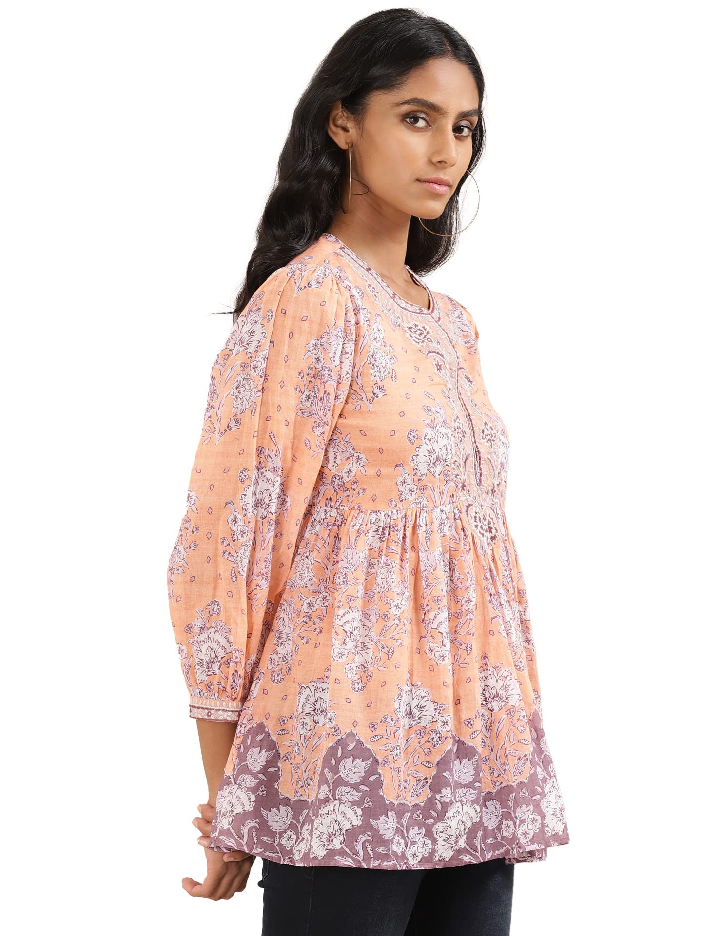 Ritu Kumar Peach Floral Print Kurti