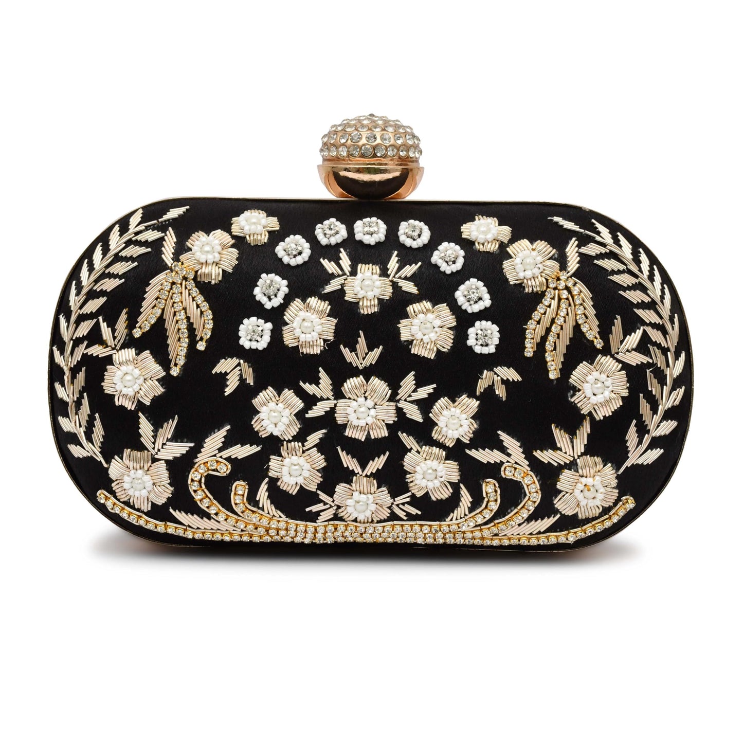 For The Beautiful You Black Embroidred Women's Clutch (cp-128)