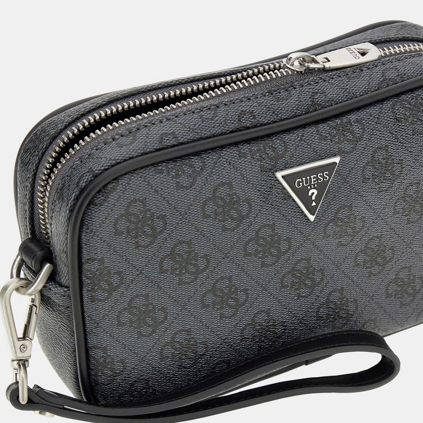 GUESS Men Grey Printed PU Crossbody Bag