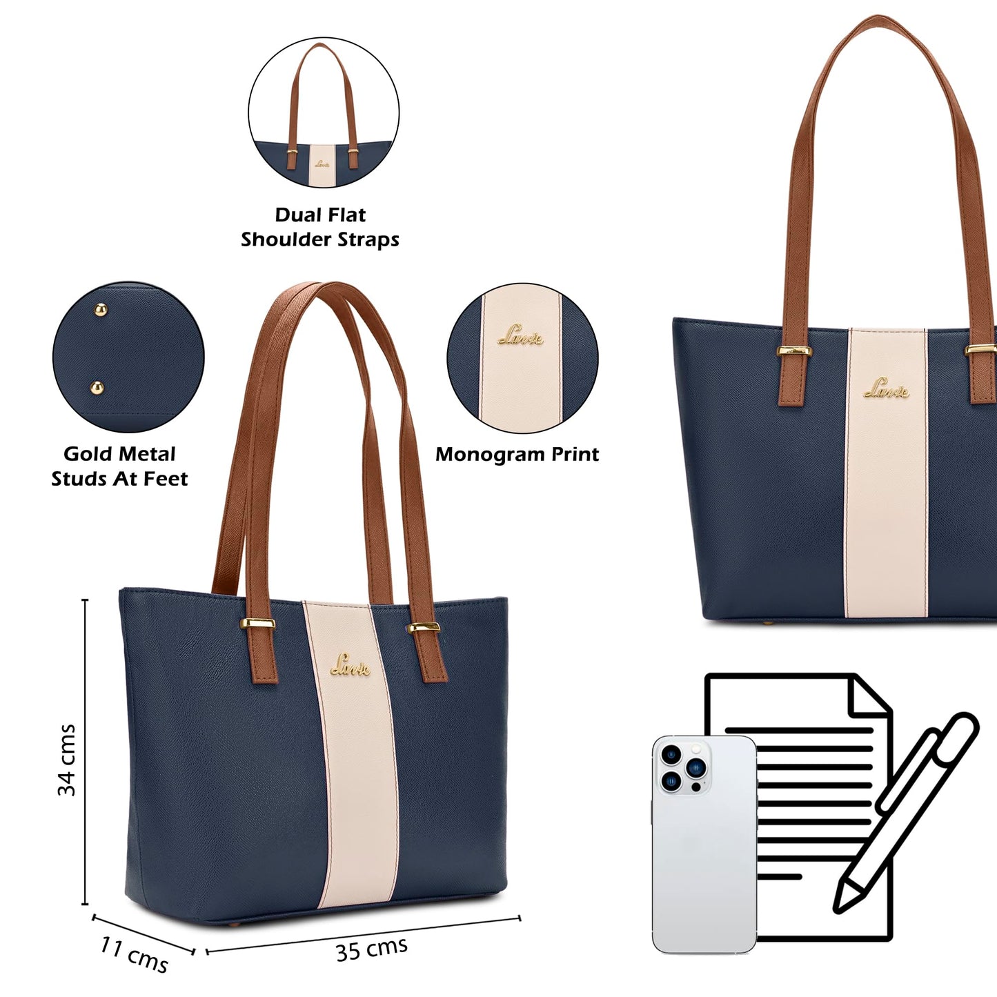 Lavie Women's Kara Colourblock Tote Bag for Women | Tote Handbag for Work | Ladies purse | Stylish Shoulder Bag | Gift for Women