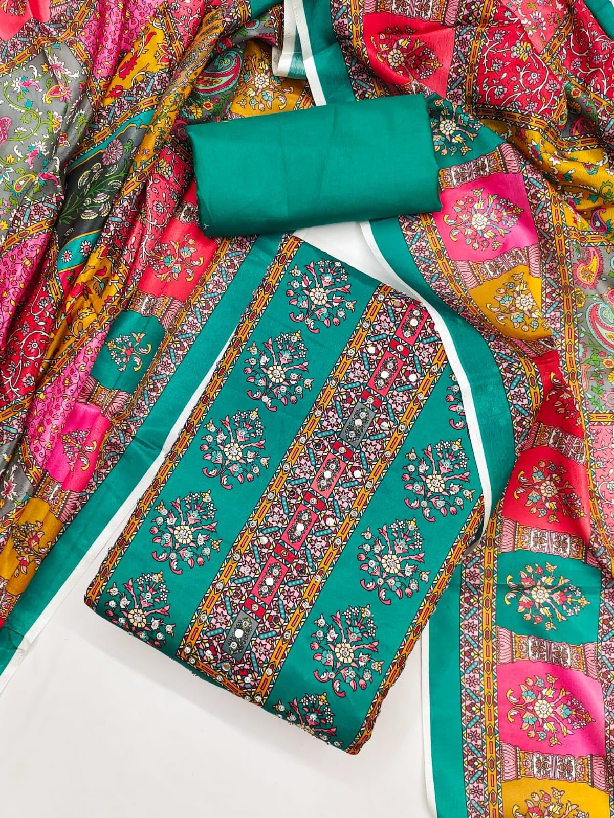 Leeli Peeri Designer Women's Crape Printed Unstitched Salwar Suit Dress Material