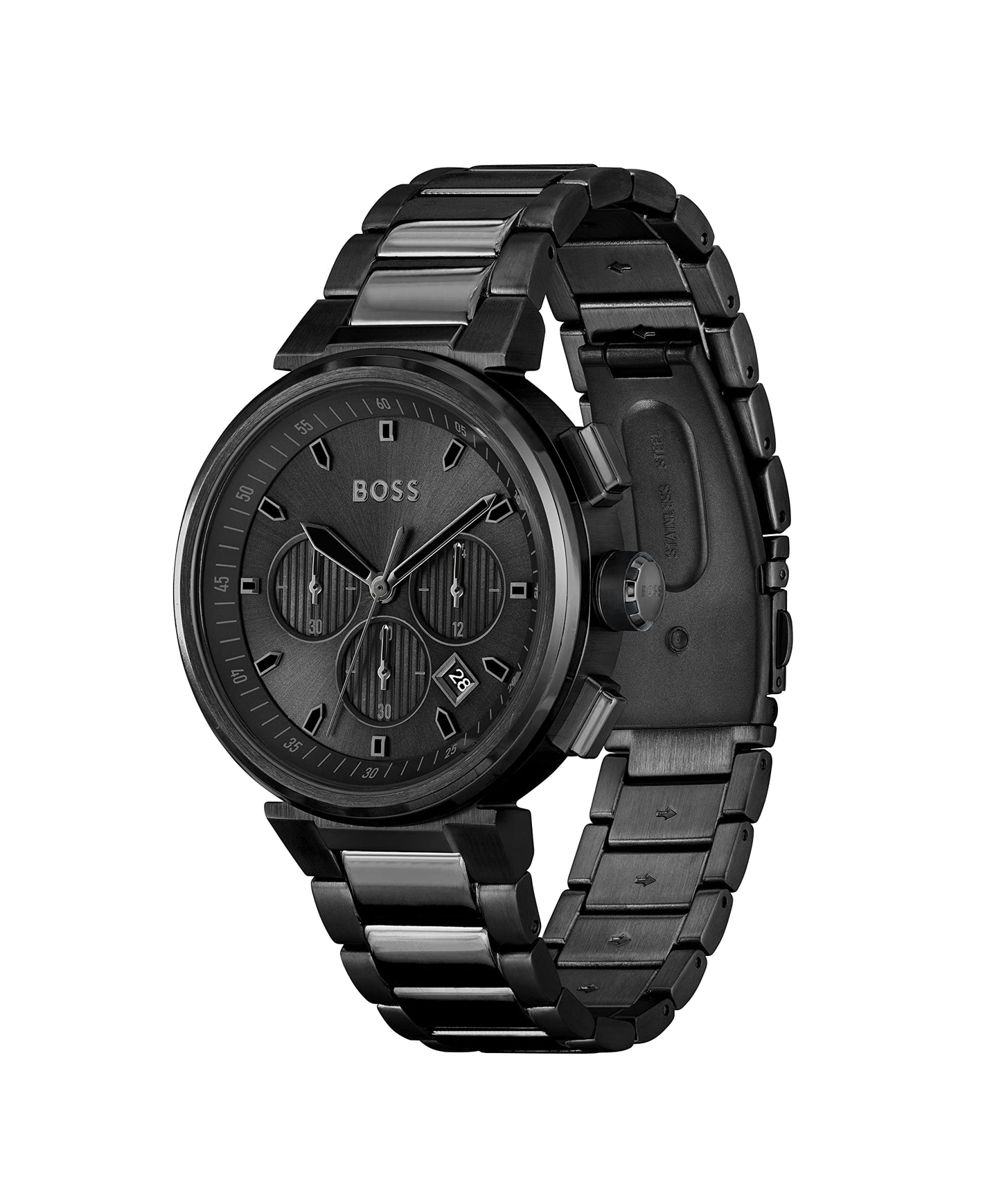 Hugo Boss Stainless Steel One Analog Black Dial Men Watch-1514001, Black Band