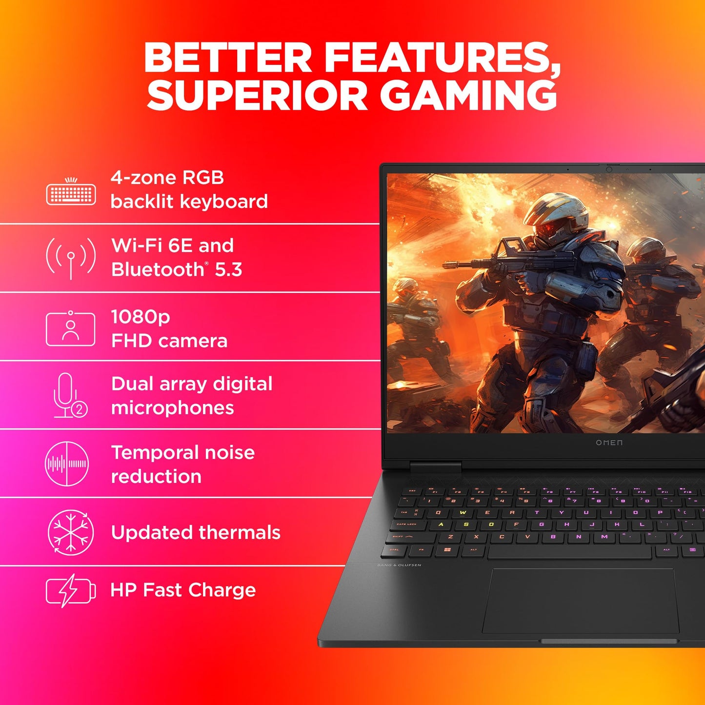 HP Smartchoice Omen, AMD Ryzen 9 7940HS, 8GB RTX 4070 (16GB DDR5,1TB SSD) 165Hz, IPS, 300 nits, FHD, 16.1''/40.9cm, Black, 2.38Kg, Xf0100Ax, RGB KB, B&O, Tempest Cooling, AI-Powered Gaming Laptop