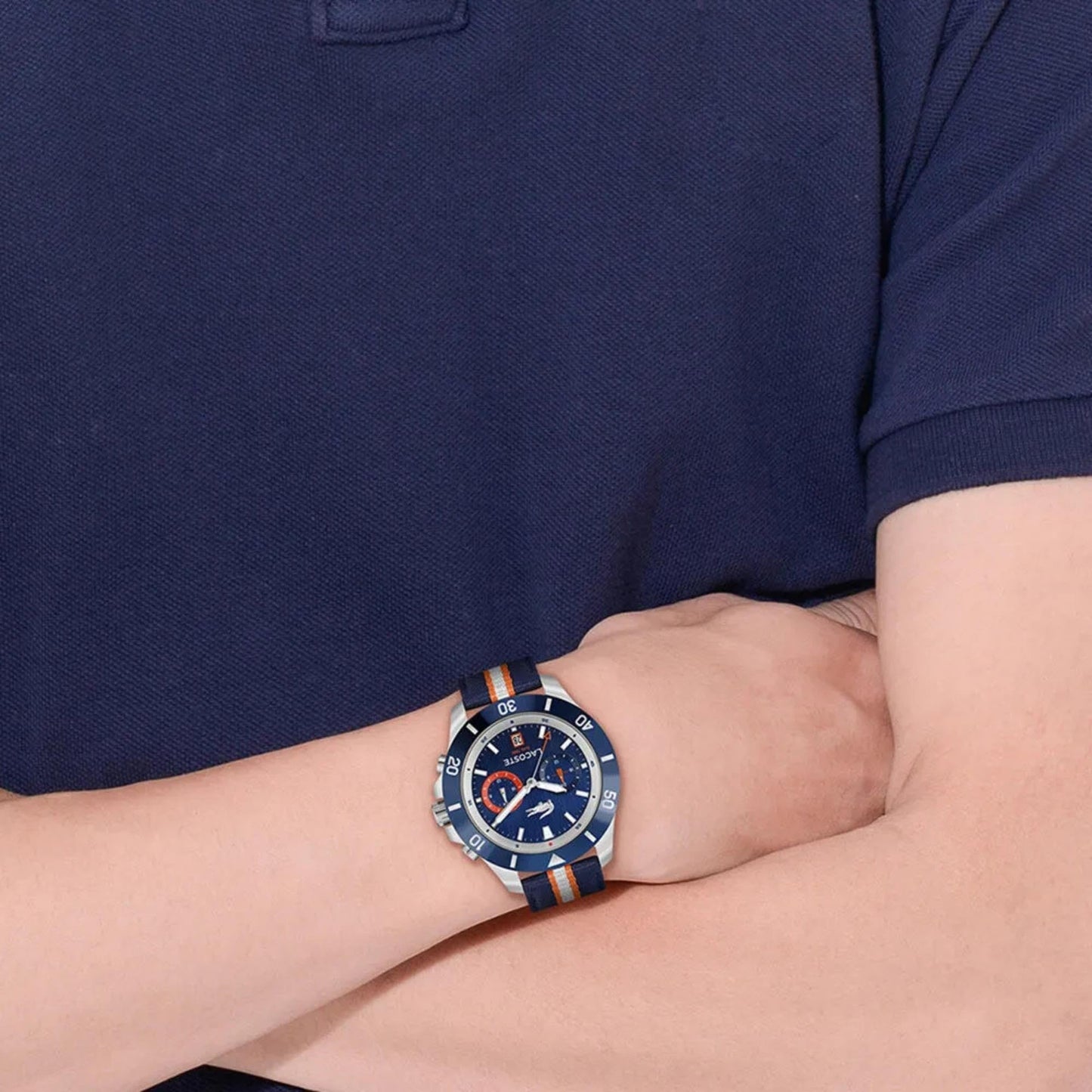 Lacoste Toronga Qtz Multifunction Round Dial Men's Watch | Nylon Material | Multicolor Color Band - 2011339