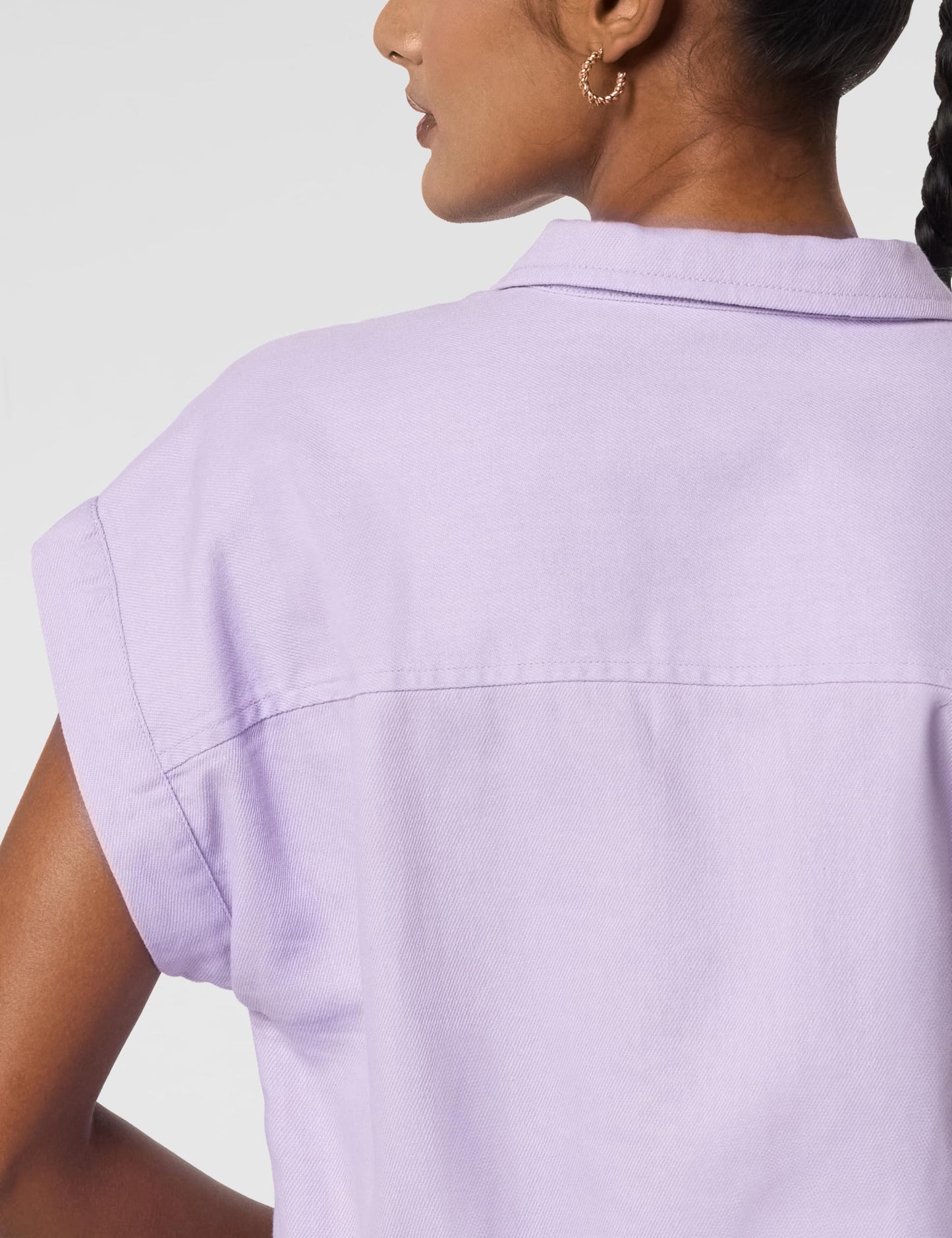 Pepe Jeans Solid Cotton Round Neck Women's Shirt (Purple, Small)