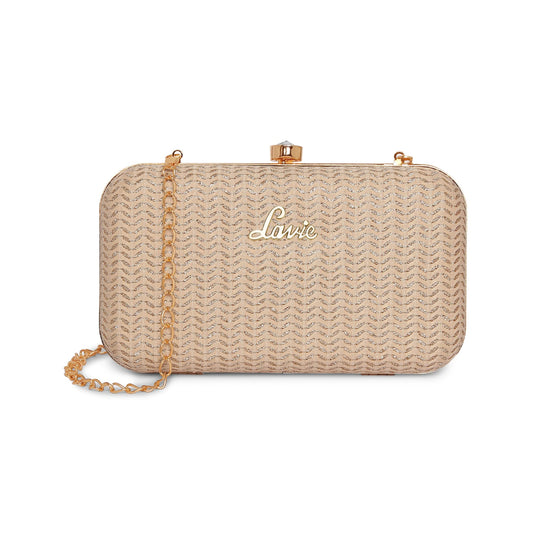 Lavie Women's Sparkle Framed Clutch Gold Metallic Ladies Purse Handbag