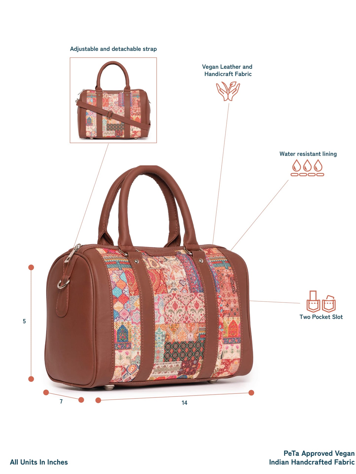 ZOUK Women's Vegan Handcrafted Kutch Gamthi Handbag
