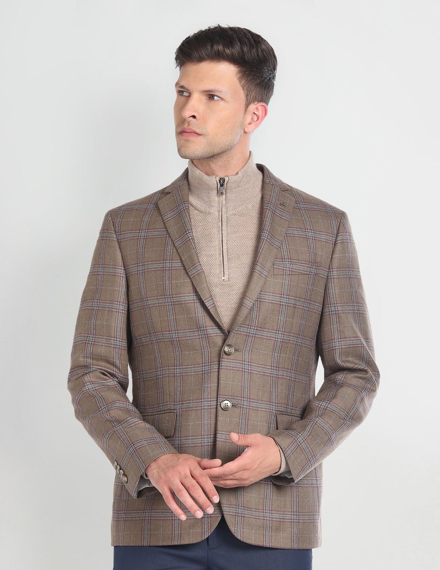 Arrow Men's Single Breasted Regular Blazer (ARAGBZ5073_Brown