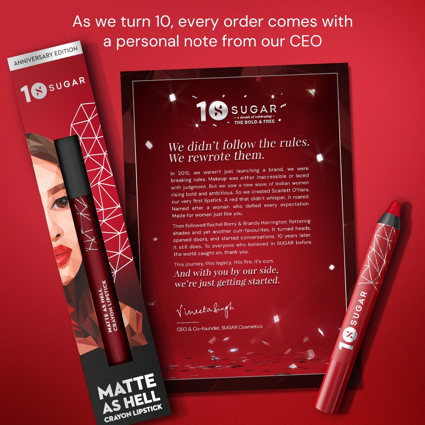 SUGAR Cosmetics Matte as Hell Crayon Lipsticks for Women | Lasts Up To 8+ Hours | Lip Crayon with Sharpener | 2.8gm - 24 Rachel Berry (Anniversary Edition)