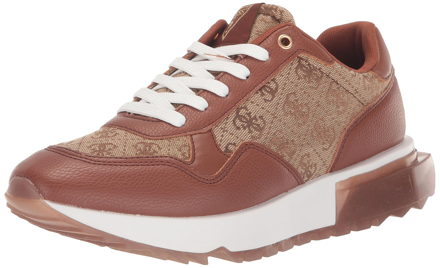 GUESS womens MelanySneaker, Medium Brown Logo Multi, 8