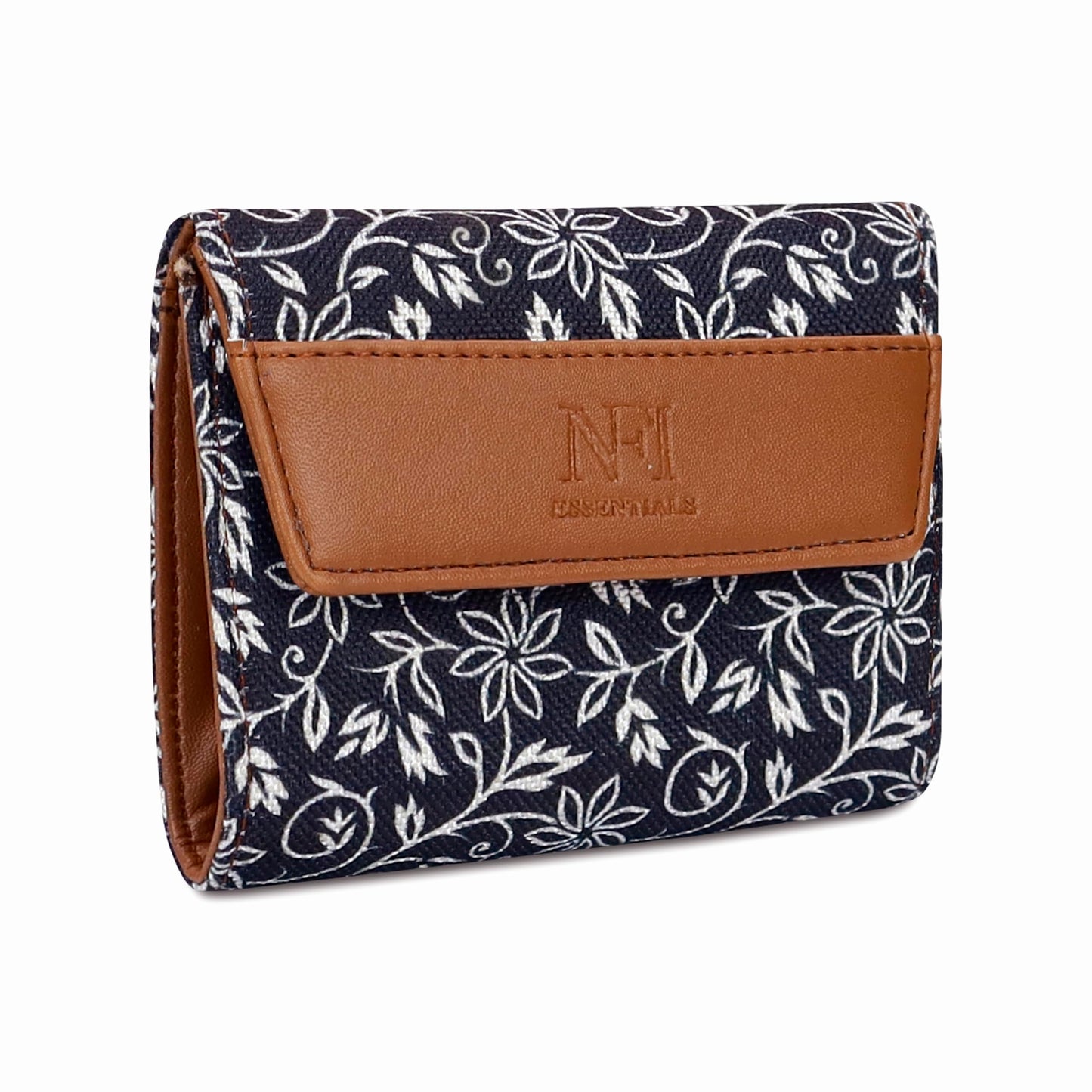 NFI essentials Pack of 2 Small Wallet for Women, Handmade Trifold Mini Wallet for Girls, Vegan Leather & Jute Purse for Female, Card Cash Coin Holder Purse