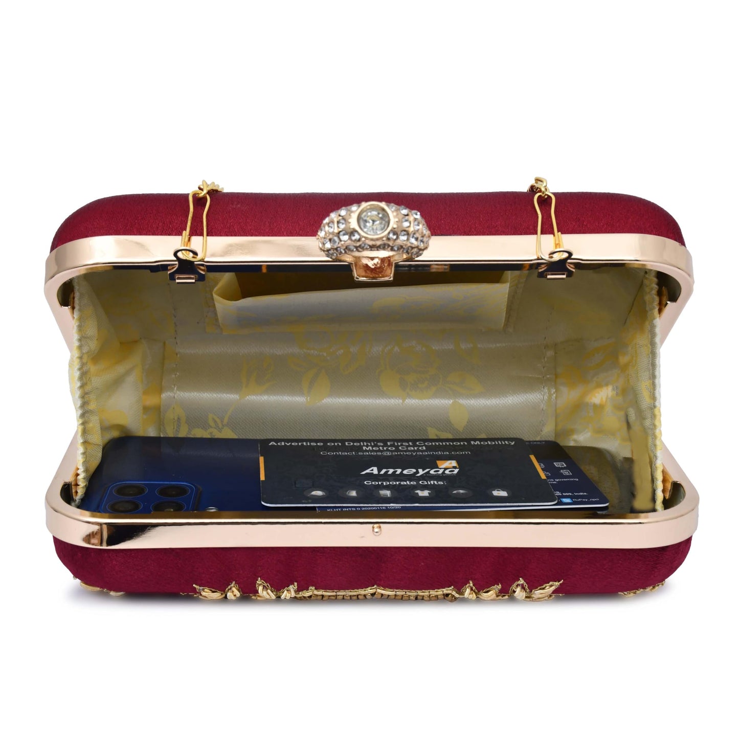 For The Beautiful You Embroidered Women's Ring Clutch (Cherry)