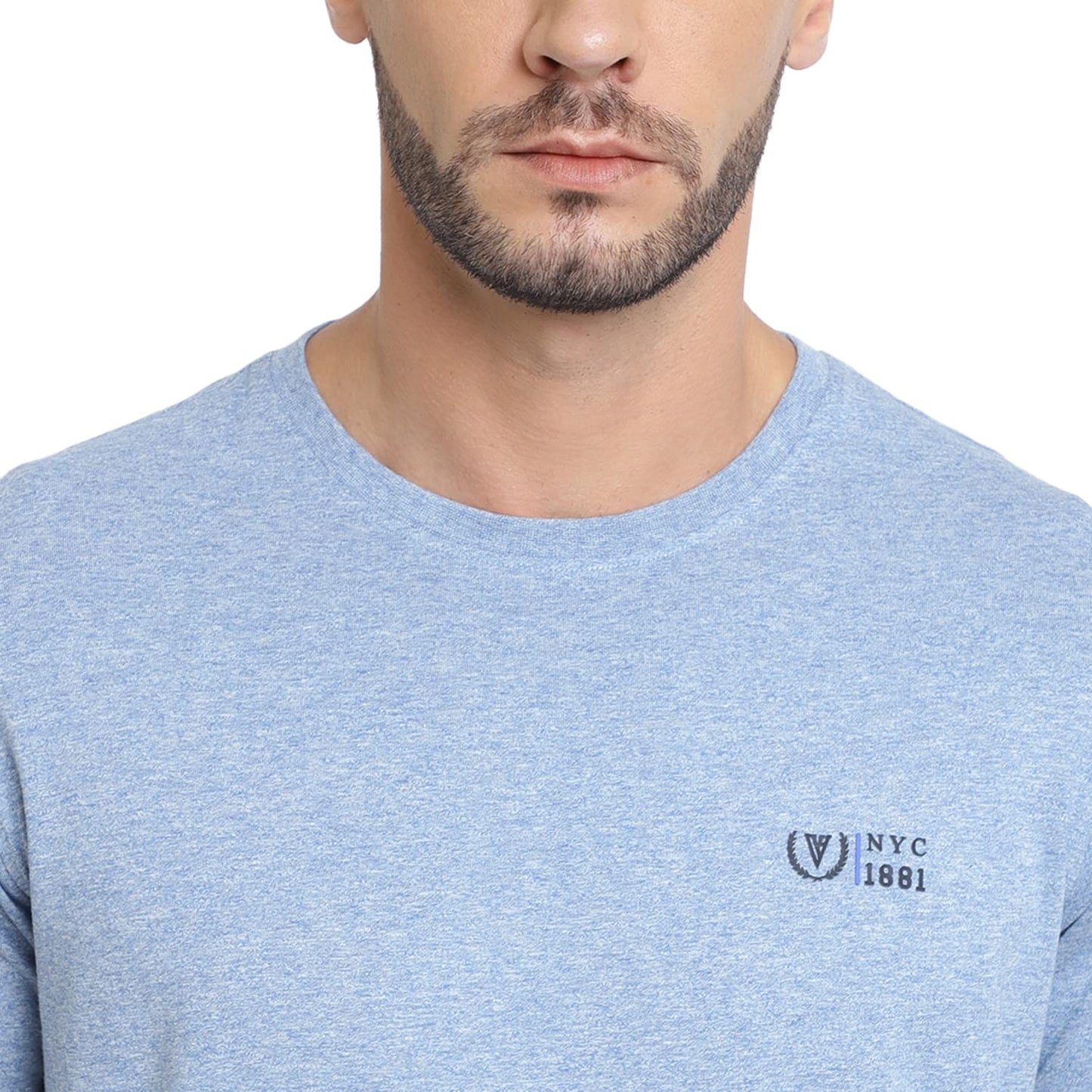 Van Heusen Men Sport Crew Neck Regular Fit T-Shirt - Short Sleeve, Ultra Soft_70018_Sky Blue_Large