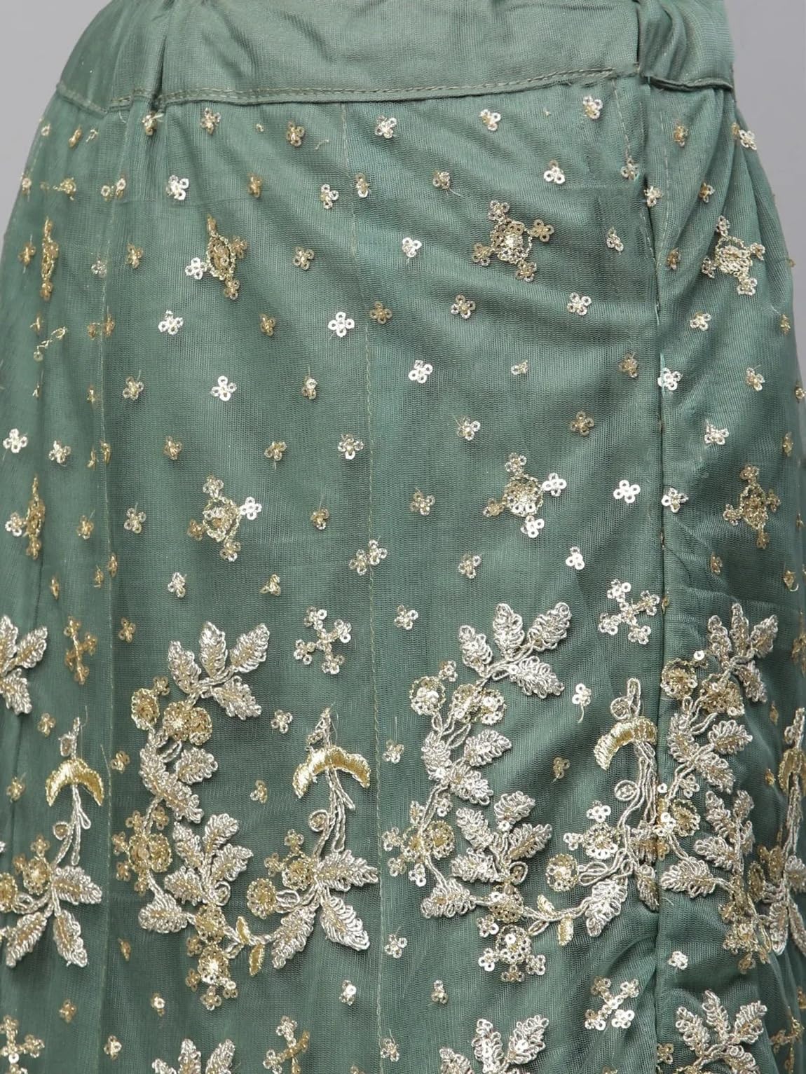 Divine Exim Women's Net Semi Stitched Lehenga Choli with Dupatta | Thread and Sequin Embroidery Pattern | Traditional, Wedding, Ethnic Wear Lehenga (Light Green)