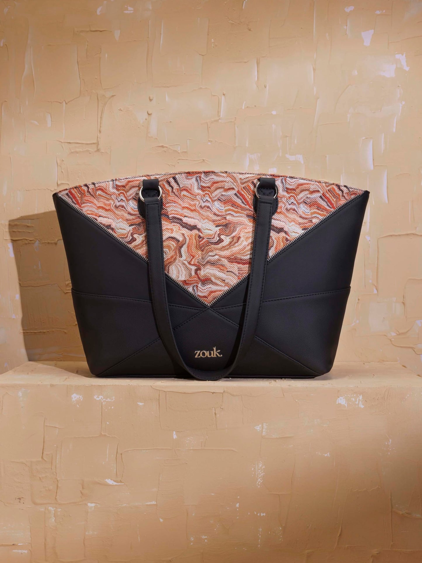 ZOUK Rhea Kapoor Tote Bag - Nicobar Coral | Elegant Vegan Leather Tote for Women | Multicolor