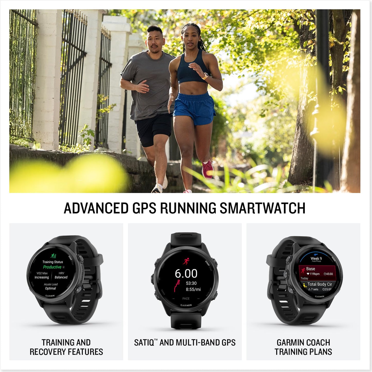 Garmin® Forerunner® 570, 42mm, Advanced GPS Running and Triathlon Smartwatch, AMOLED Display, Training and Recovery Features, Slate Gray Aluminum with Translucent Black/Black Band