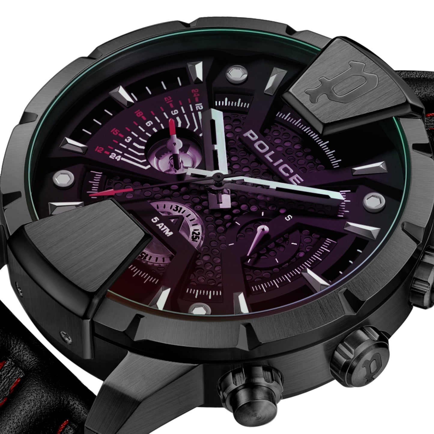 Police Quartz Multifunction Black DIAL Leather Strap Watch for Men-PLPEWJF2203704W