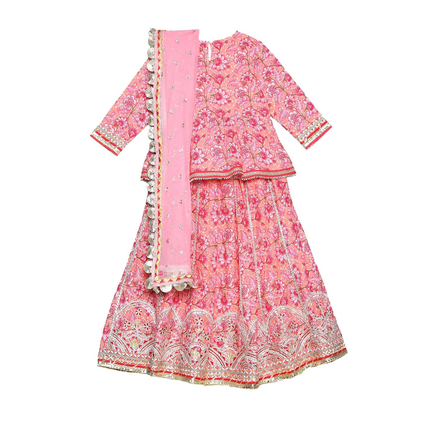 BIBA GIRL PRINTED SHORT_KURTA KID(KW5403_PEACH_13)