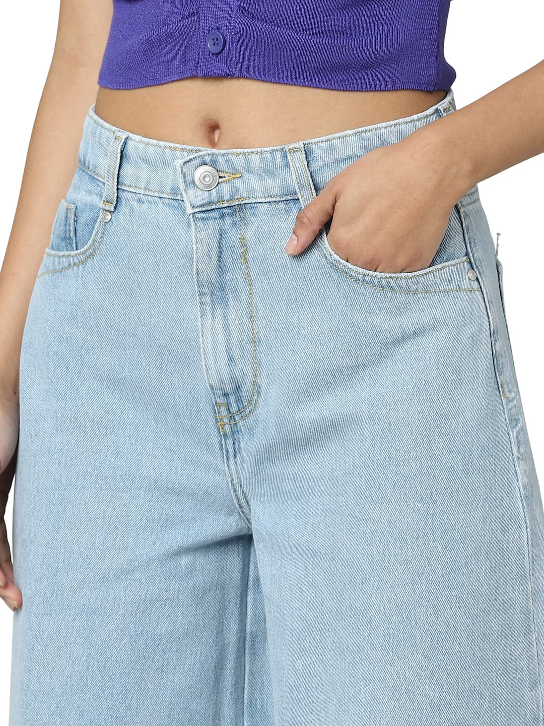 ONLY Wide Leg Jeans(141022701_Light Blue Denim_29/32)