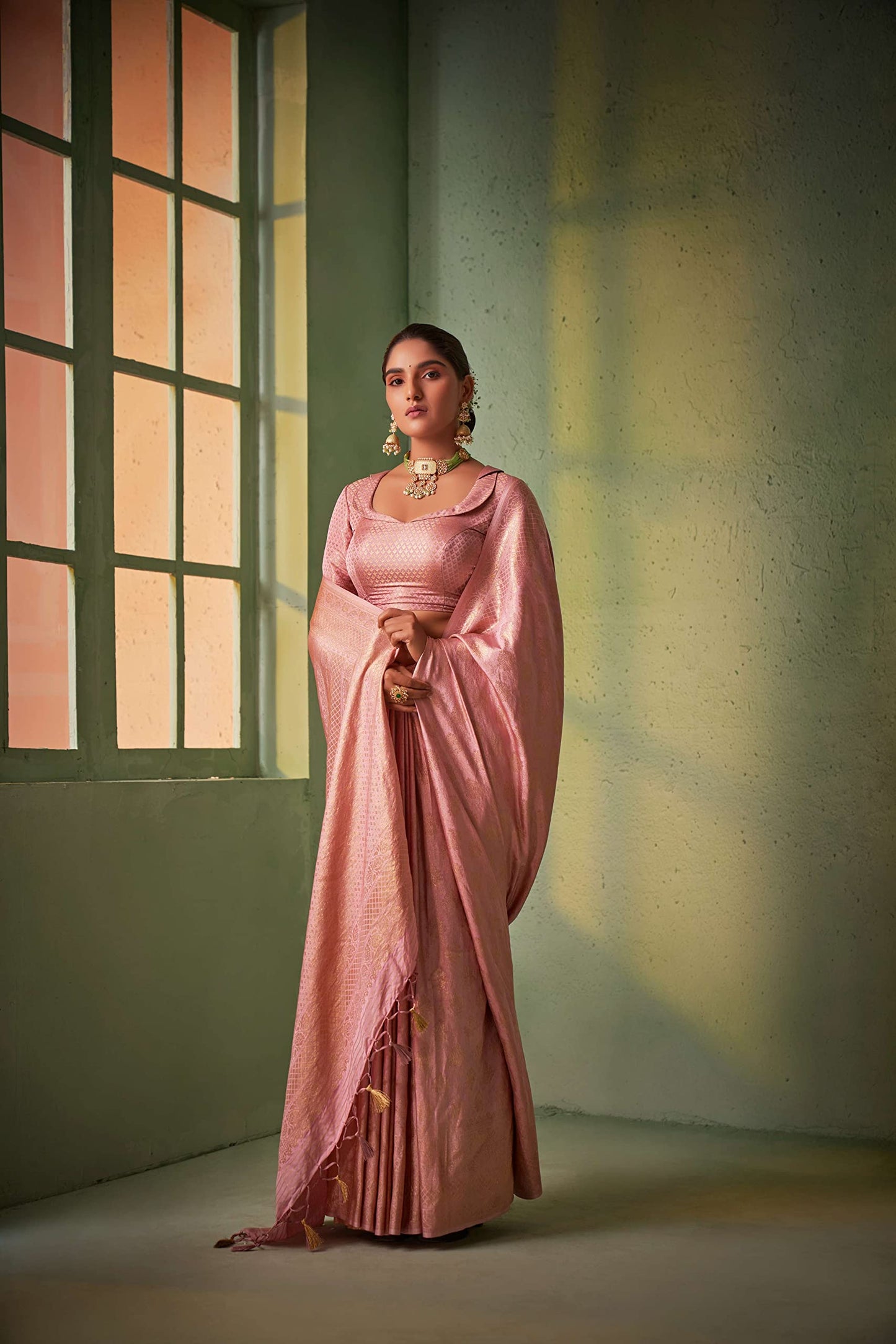 Vardha Women's Banarasi Art Silk Saree with Zari Weave and Unstitched Matching Blouse Piece | Sari for Women