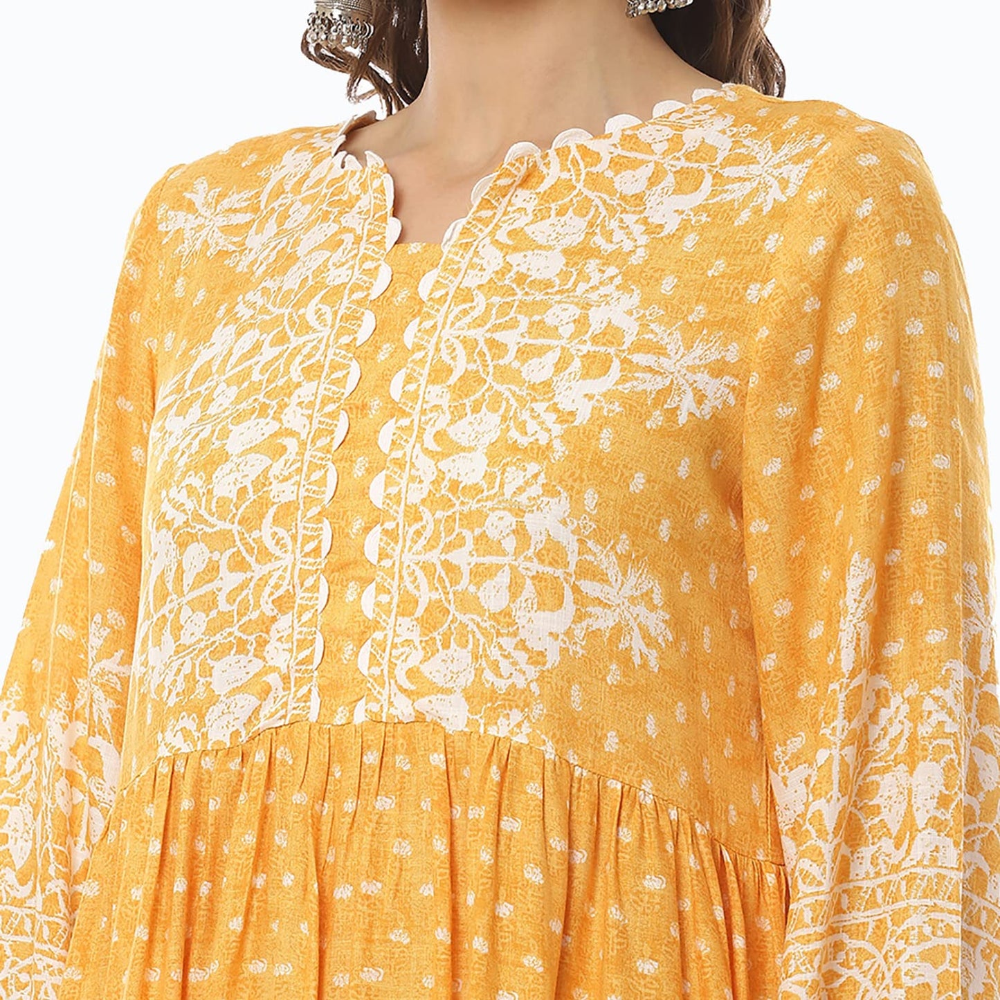 BIBA Women Printed Mix and Match(SCHIFFLI18200_Yellow_38)