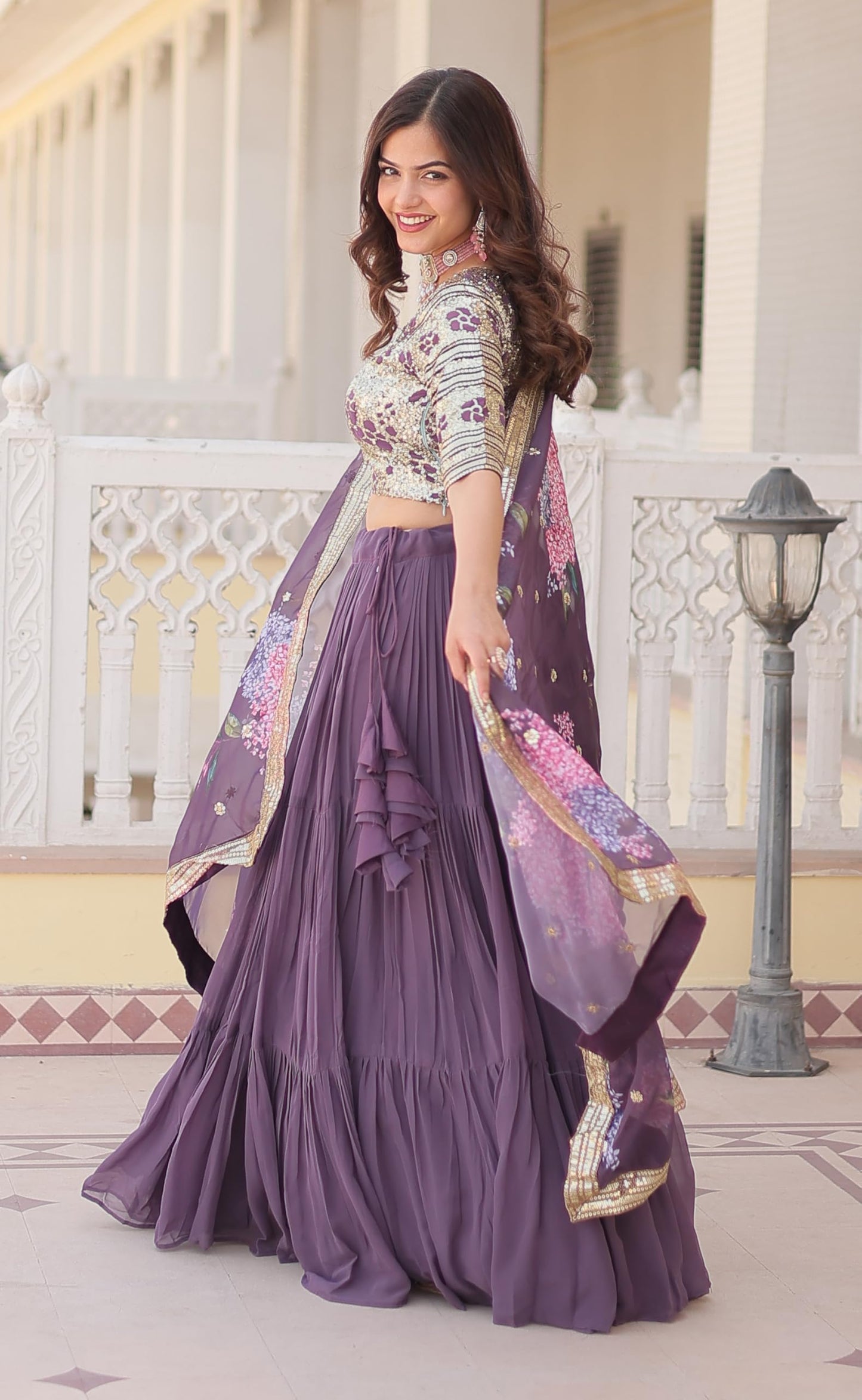 Fashion Basket Georgette Stiched Lehenga Set for Women