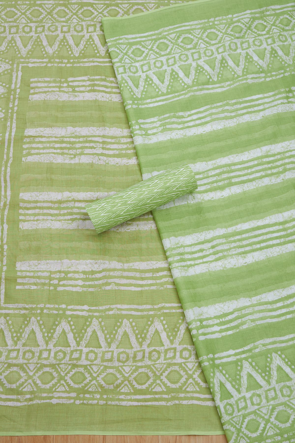 Soch Womens Green Cotton Ethnic Motif Unstitch Dress Material