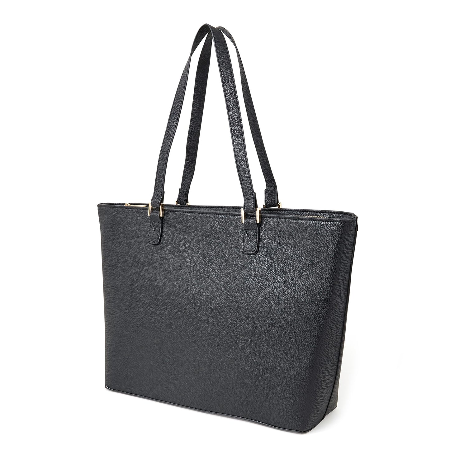 Accessorize London Women's Black Large Structured Laptop Tote for office use | Bags for women | Ladies Purse Handbag| Tote Bags for Women For Office Use, Work