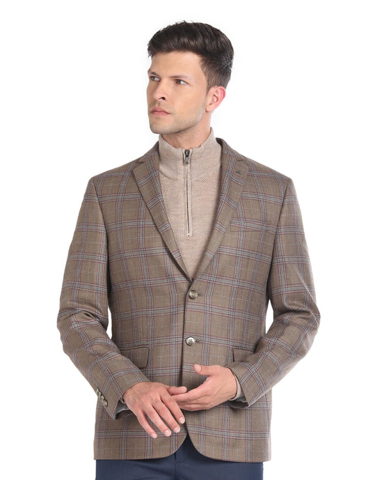 Arrow Men's Single Breasted Regular Blazer (ARAGBZ5073_Brown