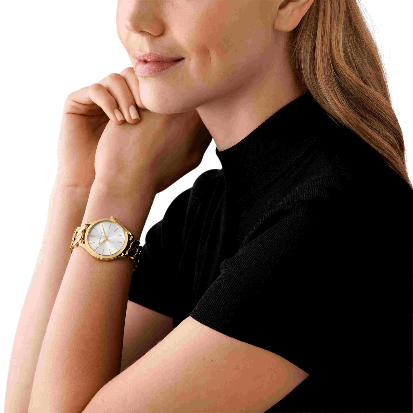 Michael Kors Stainless Steel Analog White Dial Women Watch-Mk7472, Gold Band