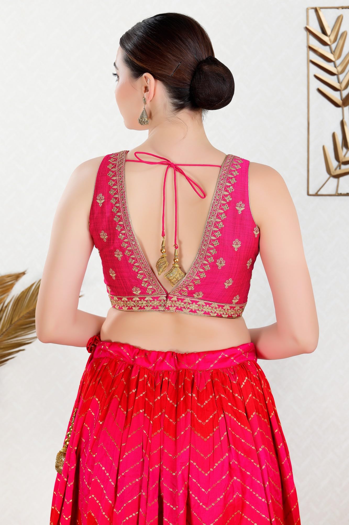 S SALWAR STUDIO Pink Embroidered Saree Blouse_VF-0417-PINK