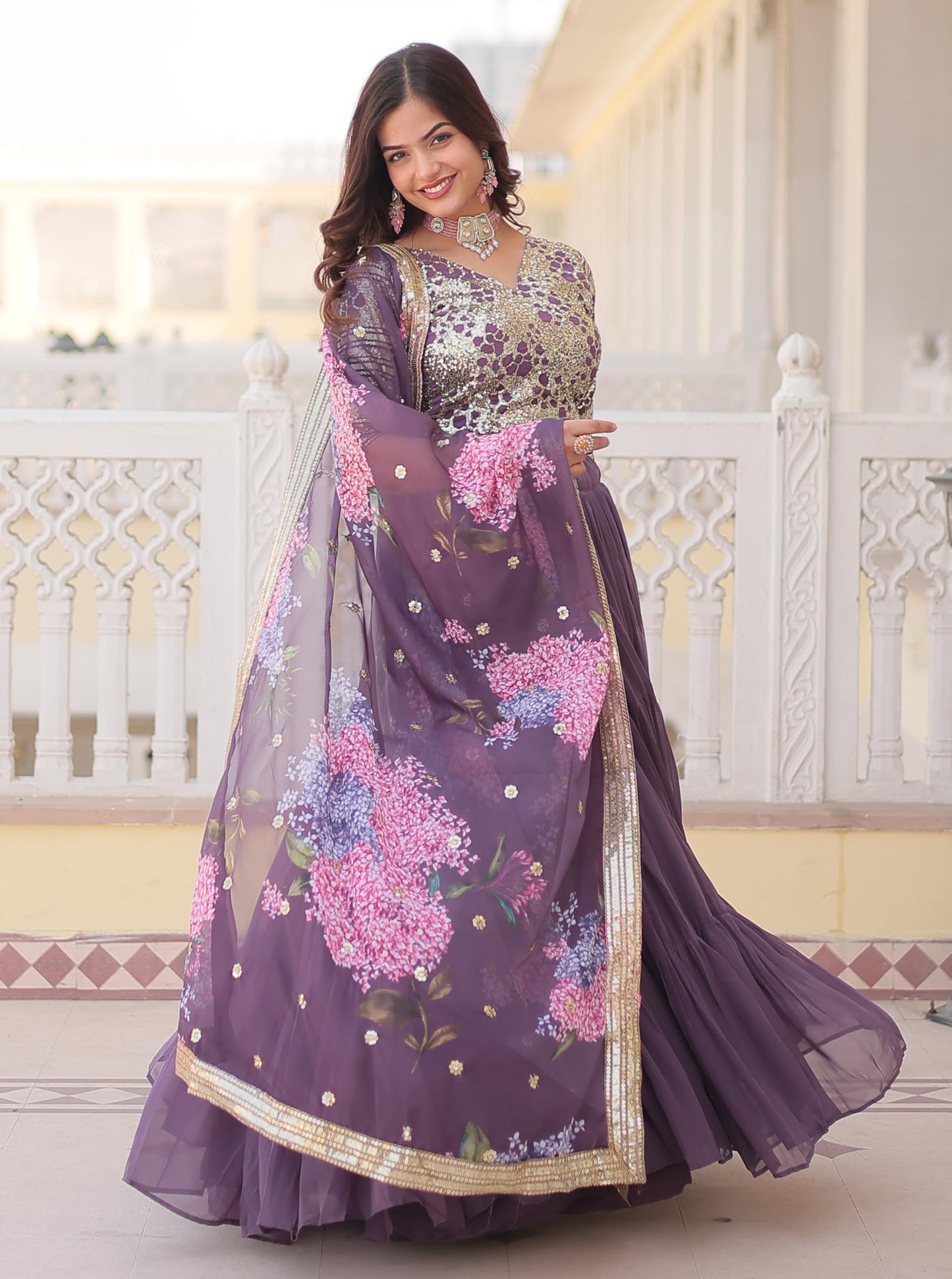 Fashion Basket Georgette Stiched Lehenga Set for Women