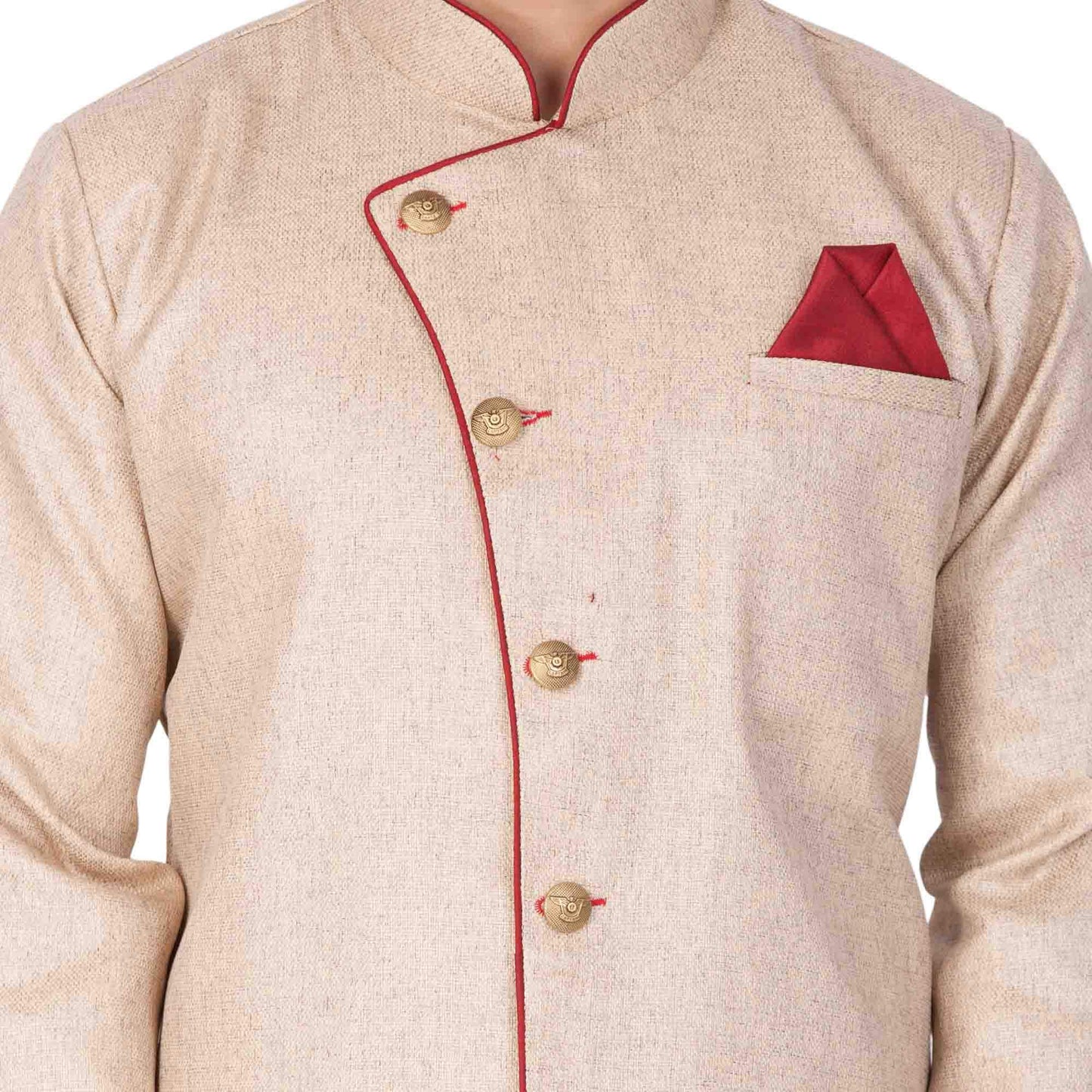 VASTRAMAY VM Mens Cotton Blend Biscuit Sherwani Patiala Dhoti Set - Regal Ethnic Ensemble for Weddings and Festivals_VASMSW124nCDMA_40