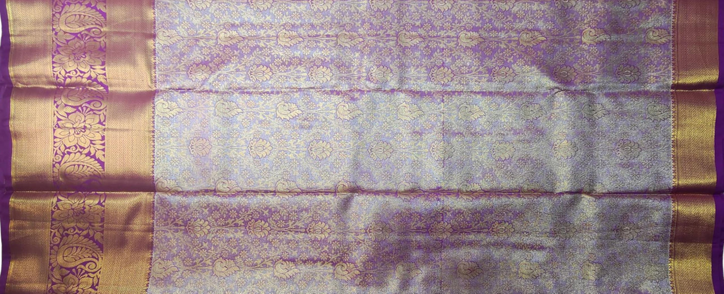 VFCollections Women's Kanchipuram Silk Pure Pattu Sarees With Blouse (VFC658-1)