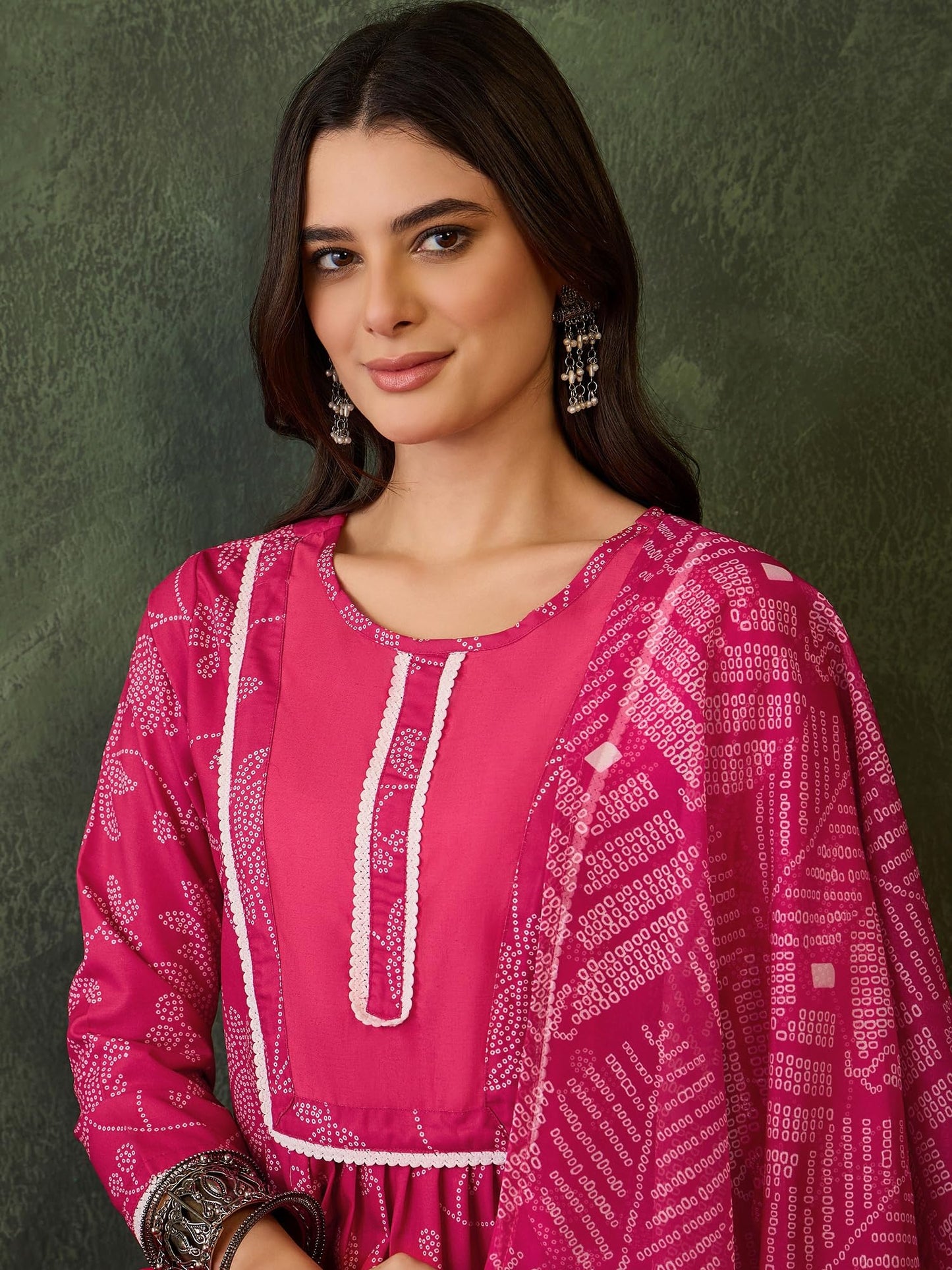 VARNI FABRIC Rayon Kurta Set for Women |Full Sleeves Floral Printed A-Line Kurta Set | Woman Salwar Suit with Pant & Dupatta | Festive Wedding Ethnic Wear | Prefect for Office Summer | Rani | 2XL